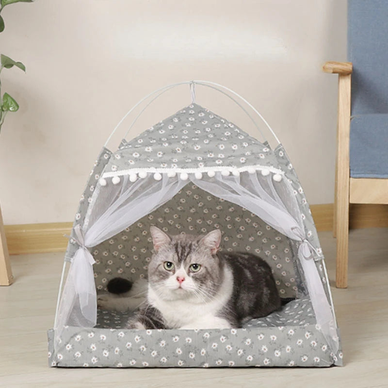 Cat Tent Bed Pet Cat House Closed Cozy Puppy Cage with Floors Pet Dog House Calming Cat Beds Puppy Kennel Tents Pet Supplies