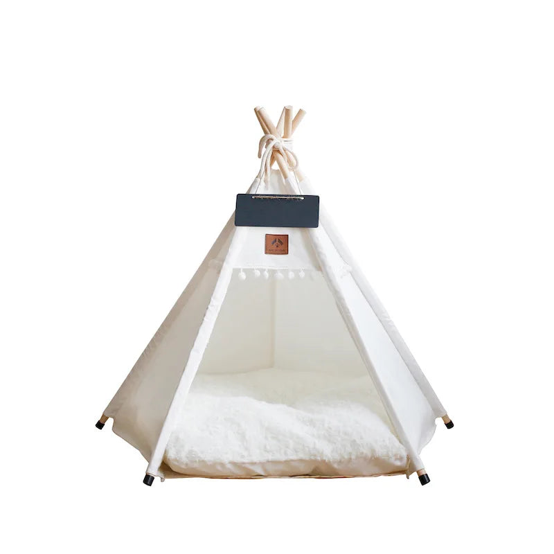 Portable Dog Teepee Tent Indoor,Dog Tent Bed with Thick Cushion,Washable Cat Teepee Tent, Warm Soft ,Indoor Canvas Pet Supplies