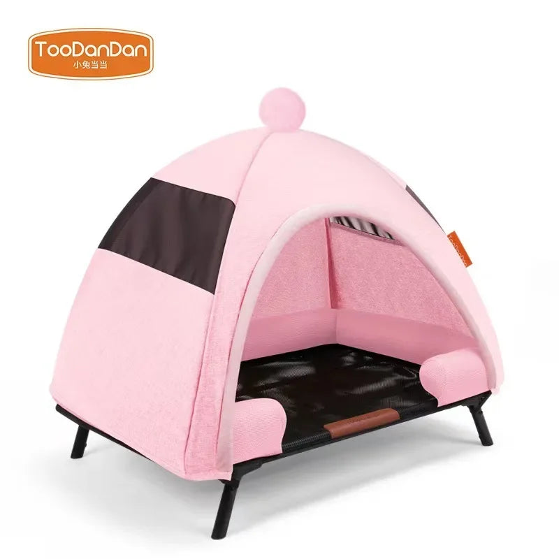 Pet Tent Folding Bed House with Cushion Outdoor Indoor Folding Moisture-proof Cats and Dogs Nest Portable Removable Cat Bed