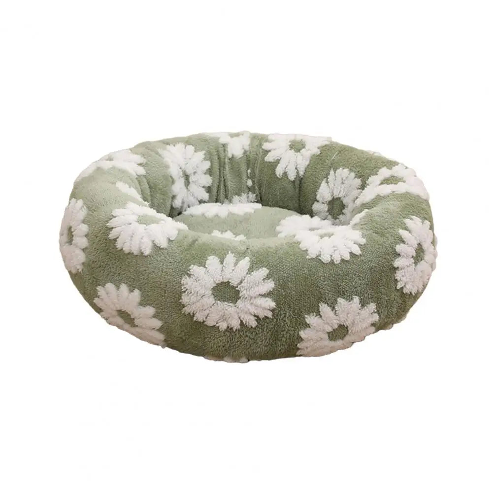 Round Dog Bed with Raised Edges Plush Round Donut Cat Nest with Anti-slip Bottom Cozy Pet Bed for Small Dogs for Warmth for Cats