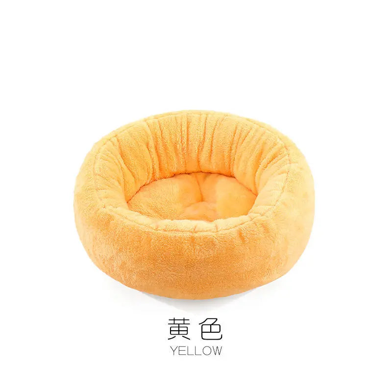 Pet Bed Warming Small Dog House Soft Sofa Donut Cat Bed Warming Indoor Round Pillow Kennel Cuddler Faux Fur Puppy Mat Dog Beds