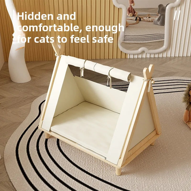 Elevated Enclosed Dog Tent Bed - Cozy Secure, All-Season for Small Dogs, Summer-Ready Portable Design Cool Summer Design