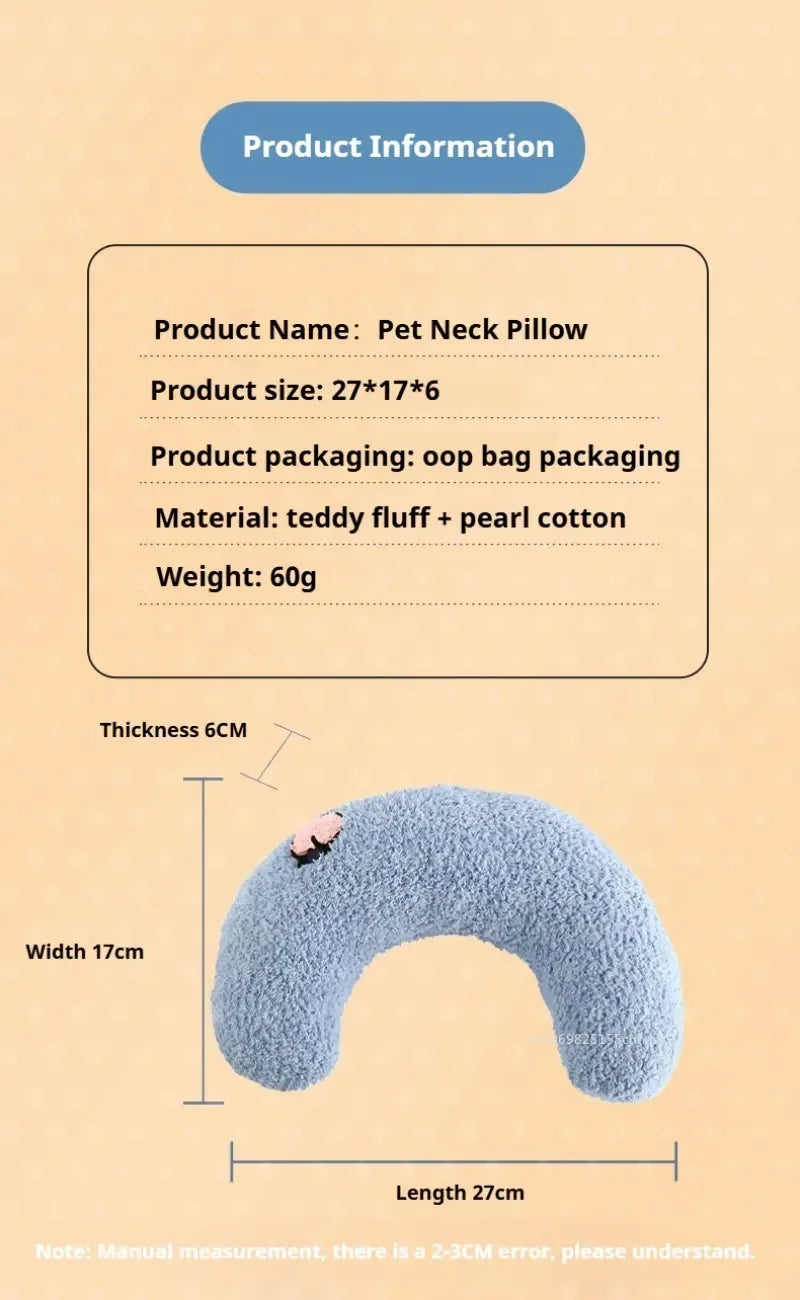 Pet Calming Pillow Comfortable Cute U Shaped Pet Cat Little Pillows Skin-Friendly Elastic Cushion Pet Accessories for Dogs