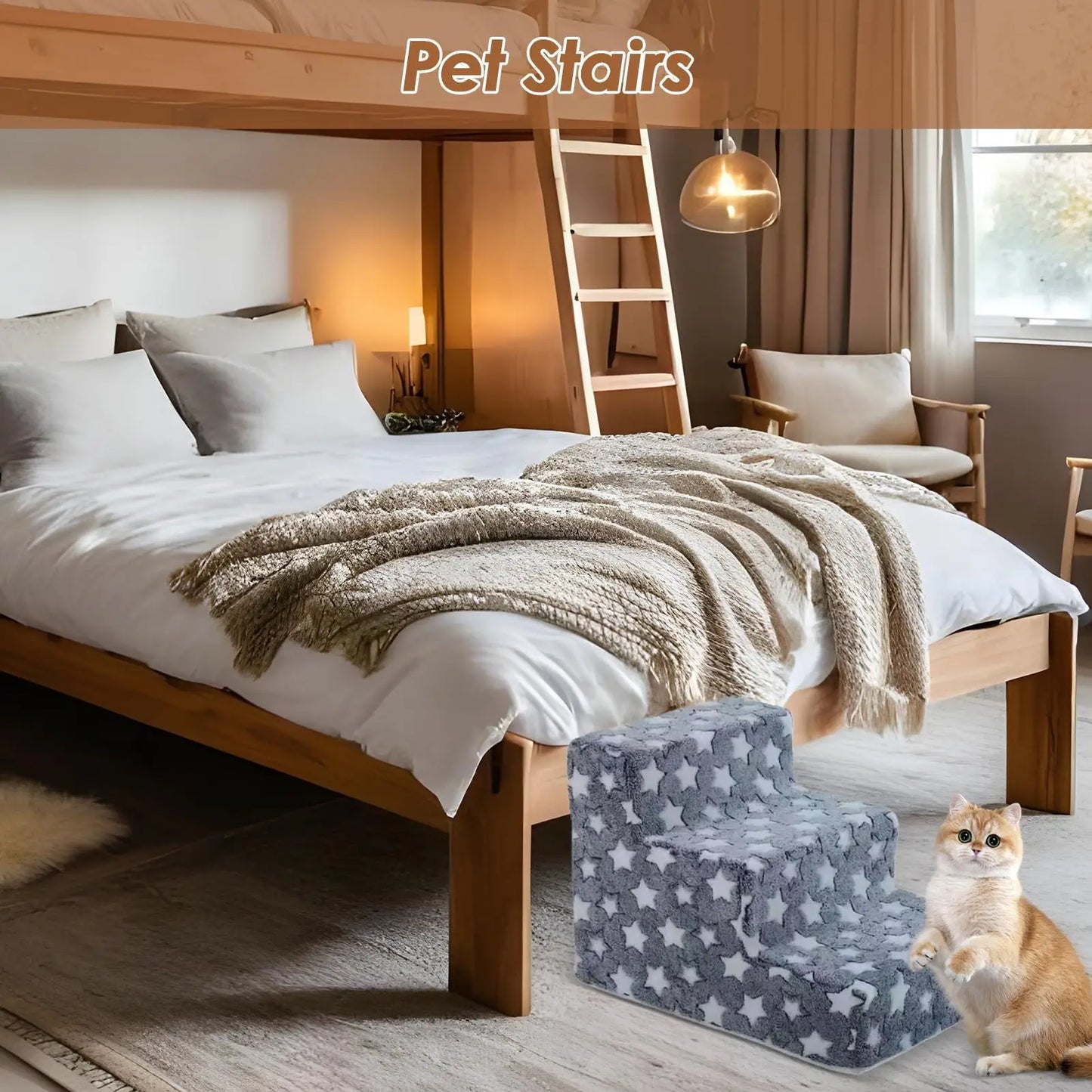 Pet Stairs Dog Stairs Removable Washable Dog Climbing Ladder Sofa Bed Climbing Ladder For Cats Dogs Pets Furniture Pet Dogs Ramp