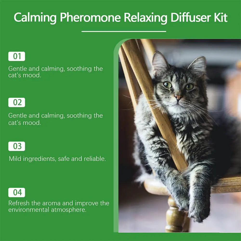 Gentle Cat Calming Diffuser with Heater Natural Extracts Reduce Anxiety Quiet Comfort Easy Use Home Pet Care Safe Design