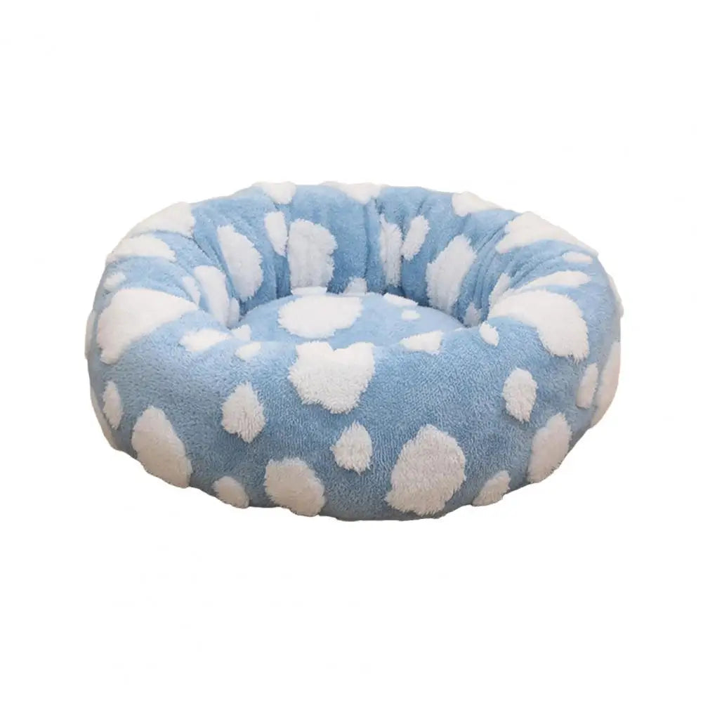 Round Dog Bed with Raised Edges Plush Round Donut Cat Nest with Anti-slip Bottom Cozy Pet Bed for Small Dogs for Warmth for Cats