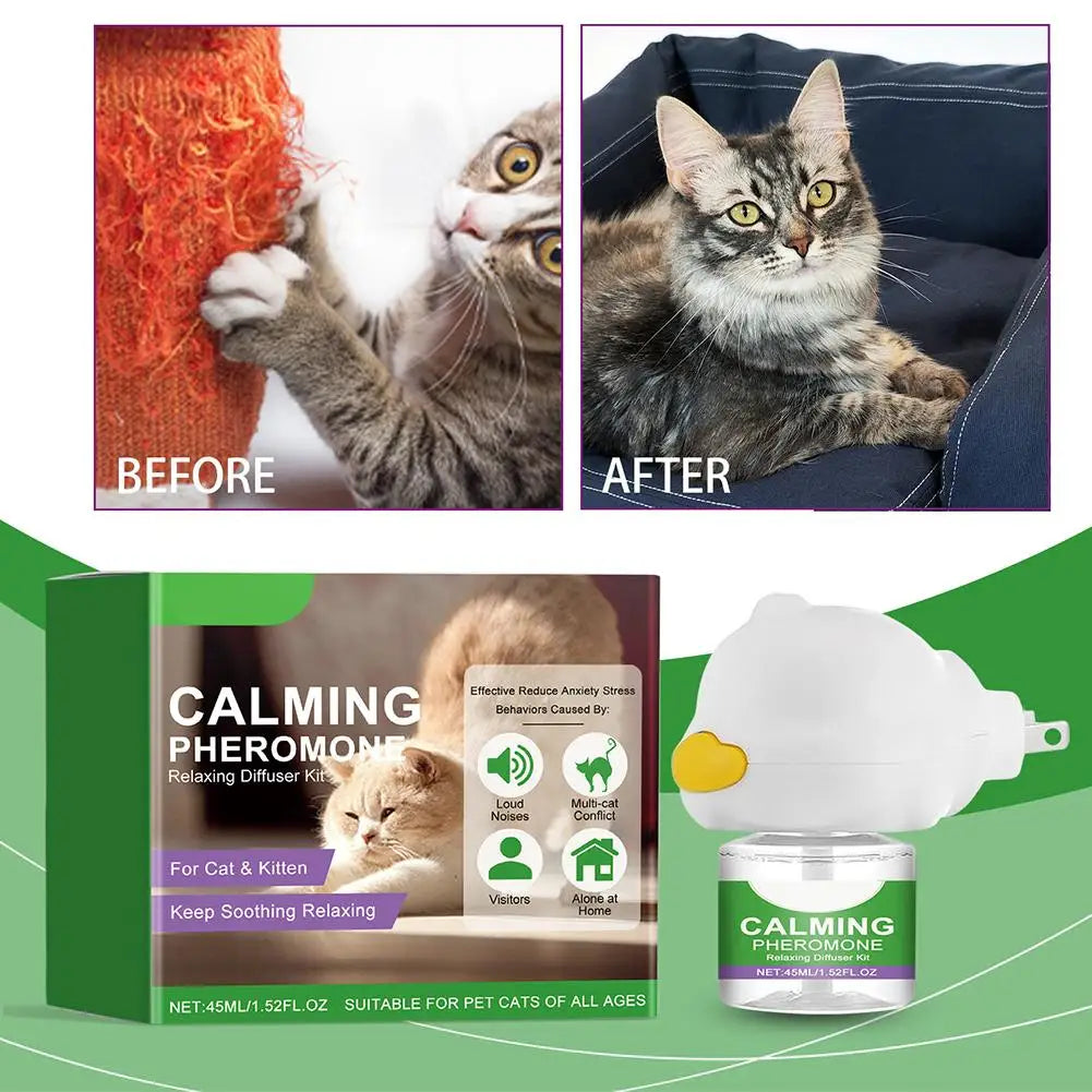 Gentle Cat Calming Diffuser with Heater Natural Extracts Reduce Anxiety Quiet Comfort Easy Use Home Pet Care Safe Design