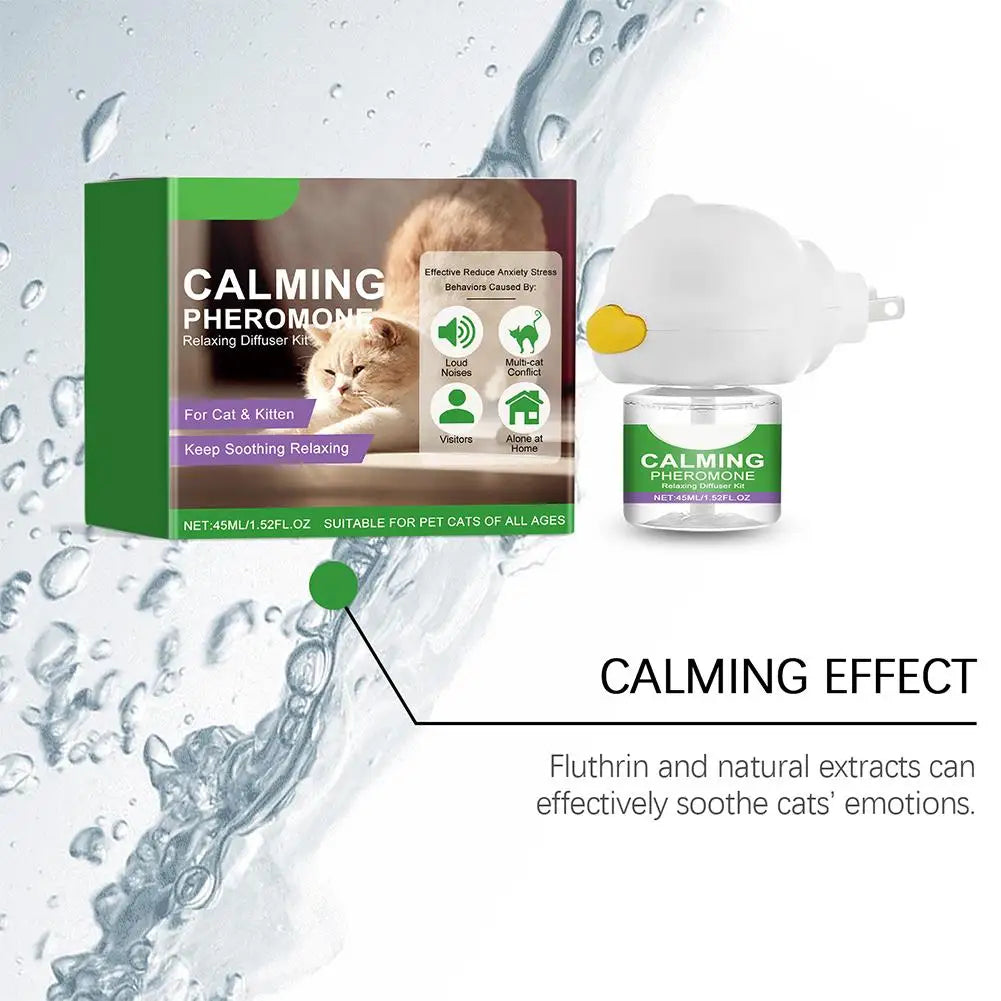 Gentle Cat Calming Diffuser with Heater Natural Extracts Reduce Anxiety Quiet Comfort Easy Use Home Pet Care Safe Design