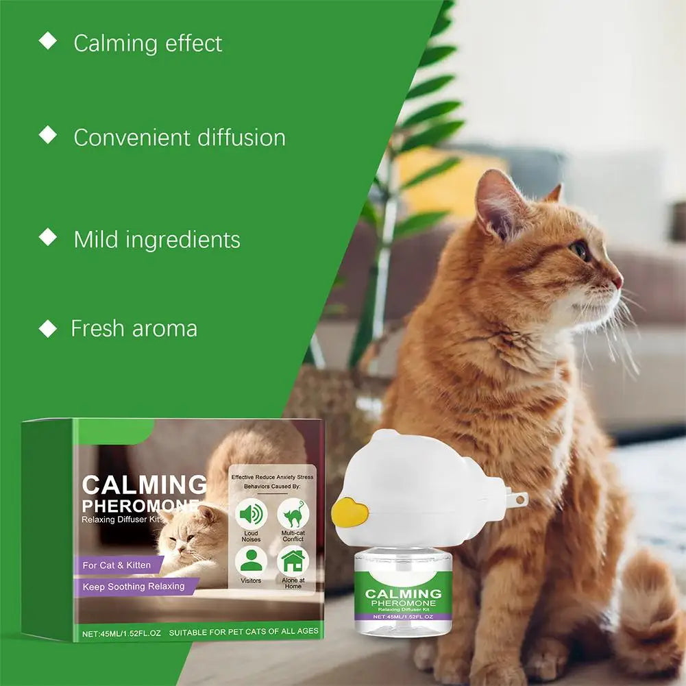 Gentle Cat Calming Diffuser with Heater Natural Extracts Reduce Anxiety Quiet Comfort Easy Use Home Pet Care Safe Design