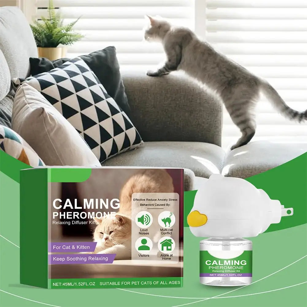 Gentle Cat Calming Diffuser with Heater Natural Extracts Reduce Anxiety Quiet Comfort Easy Use Home Pet Care Safe Design