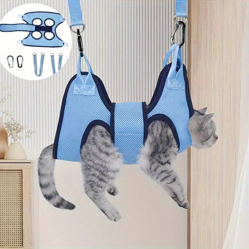 Pet Grooming Hammock with Comfort Grip - Anti Scratch & Bite Restraint Sling for Dogs & Cats, Small to Medium Pets