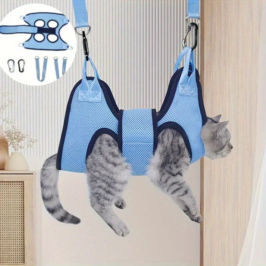 Pet Grooming Hammock with Comfort Grip - Anti Scratch & Bite Restraint Sling for Dogs & Cats, Small to Medium Pets