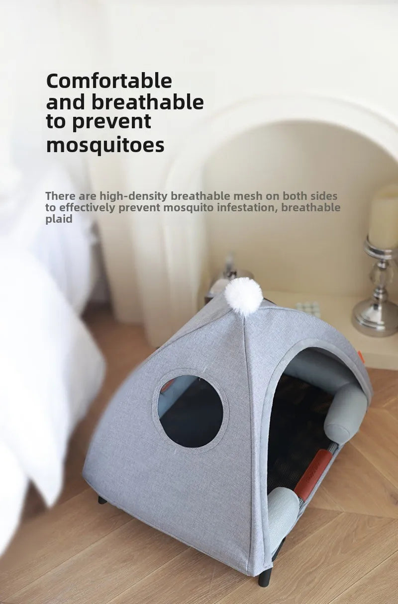 Pet Tent Folding Bed House with Cushion Outdoor Indoor Folding Moisture-proof Cats and Dogs Nest Portable Removable Cat Bed