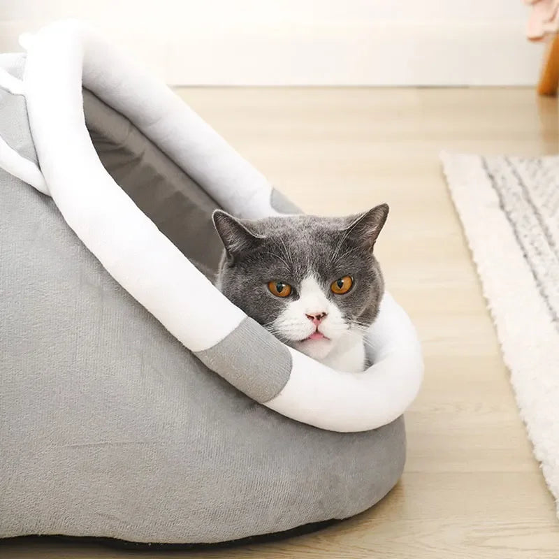 Pet Tent Cave Bed for Cats Small Dogs Self-Warming Cat Tent Bed Cat Hut Comfortable Pet Sleeping Bed Foldable Removable Washable