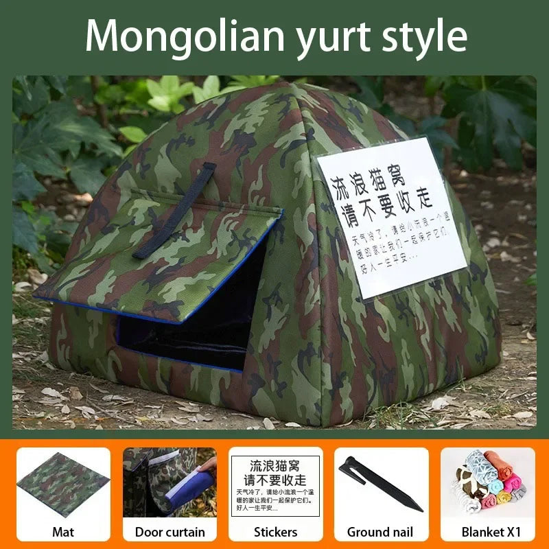 Cat Outdoor Tent Pets Waterproof Warm Beds House Pet Puppy Comfort Semi Enclosed Sleeping Furniture Cat Supplies Accessories