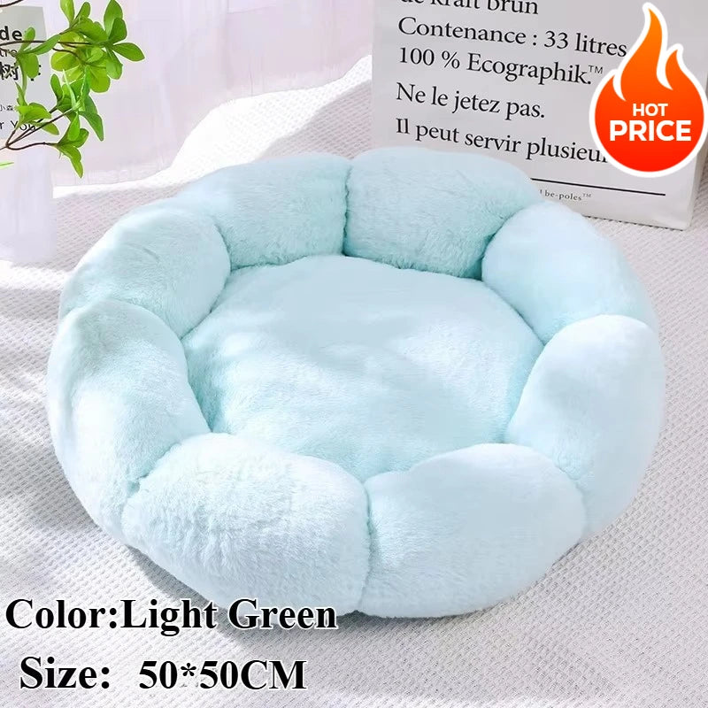 50CM Round Pet Bed Animal Sleep Sofa Plush Dog Basket Super Soft Cat Bed Round Cushion Flower Shape Large Dog Bed for Cats