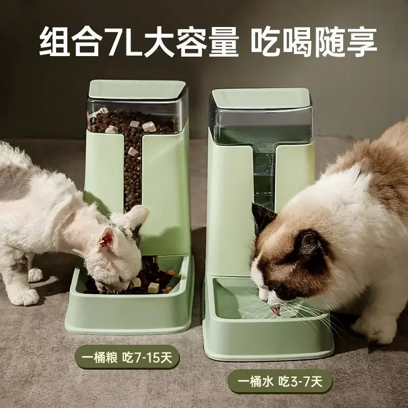 Pet Supplies, Large Capacity Water Dispenser, Automatic Feeder Drinking Water, Dry Wet Separation Food Container, Pet Cat
