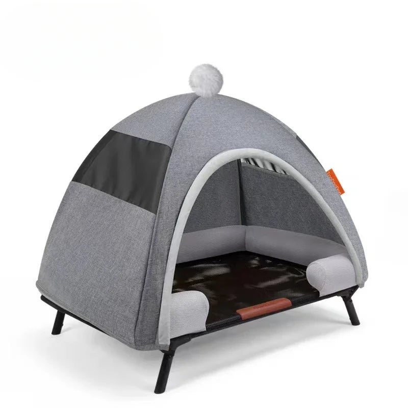 Pet Tent Folding Bed House with Cushion Outdoor Indoor Folding Moisture-proof Cats and Dogs Nest Portable Removable Cat Bed
