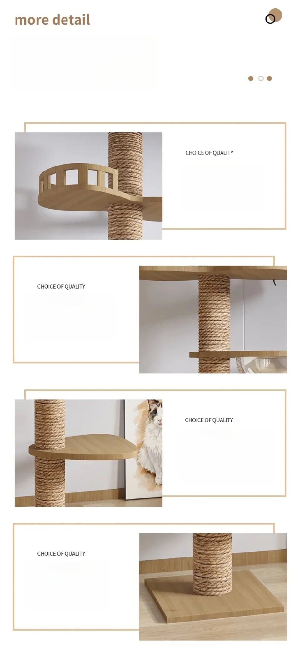 1pc Cat Tree House Cat Tower large Multi-Level Floor To Ceiling Adjustable Climbing Toy Tree House Wooden Cat Toys Pet Products