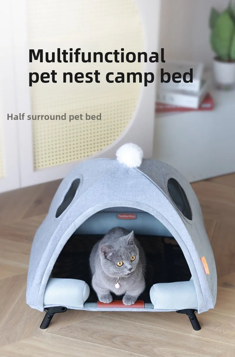 Pet Tent Folding Bed House with Cushion Outdoor Indoor Folding Moisture-proof Cats and Dogs Nest Portable Removable Cat Bed