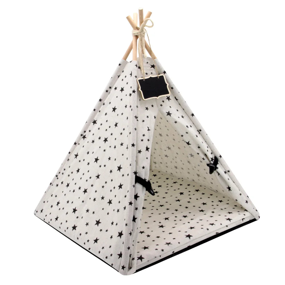 Pet Tent House Cat Bed Portable Dog Cat Teepee Portable Puppy Kitten Indoor Outdoor Kennels For Pet Cats Tent Small Animals Bed