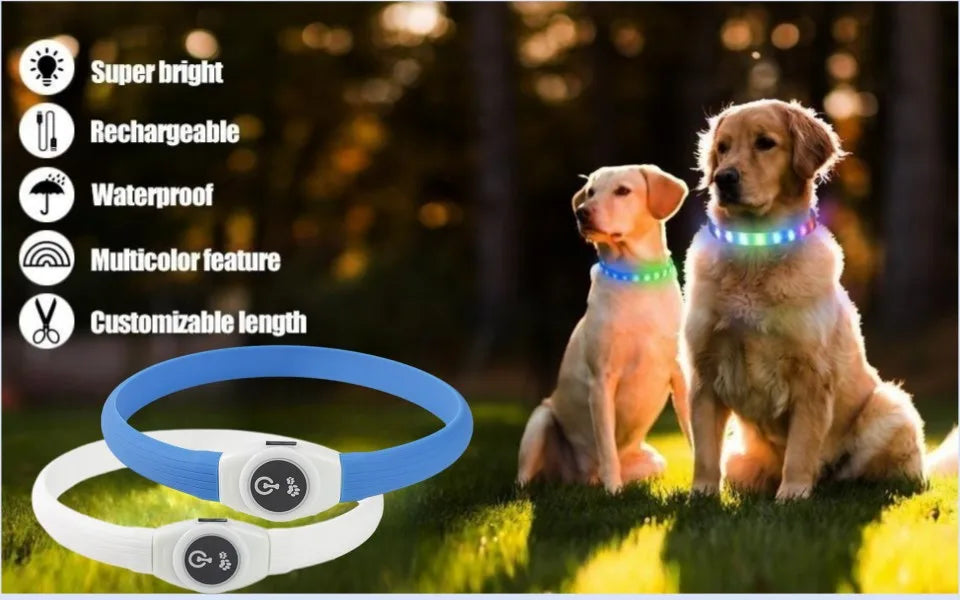 New Led Luminous Dog Collar PVC Waterproof , For Large Medium Small Dogs Collar Usb Light Night Safety Pet Glowing Accessories