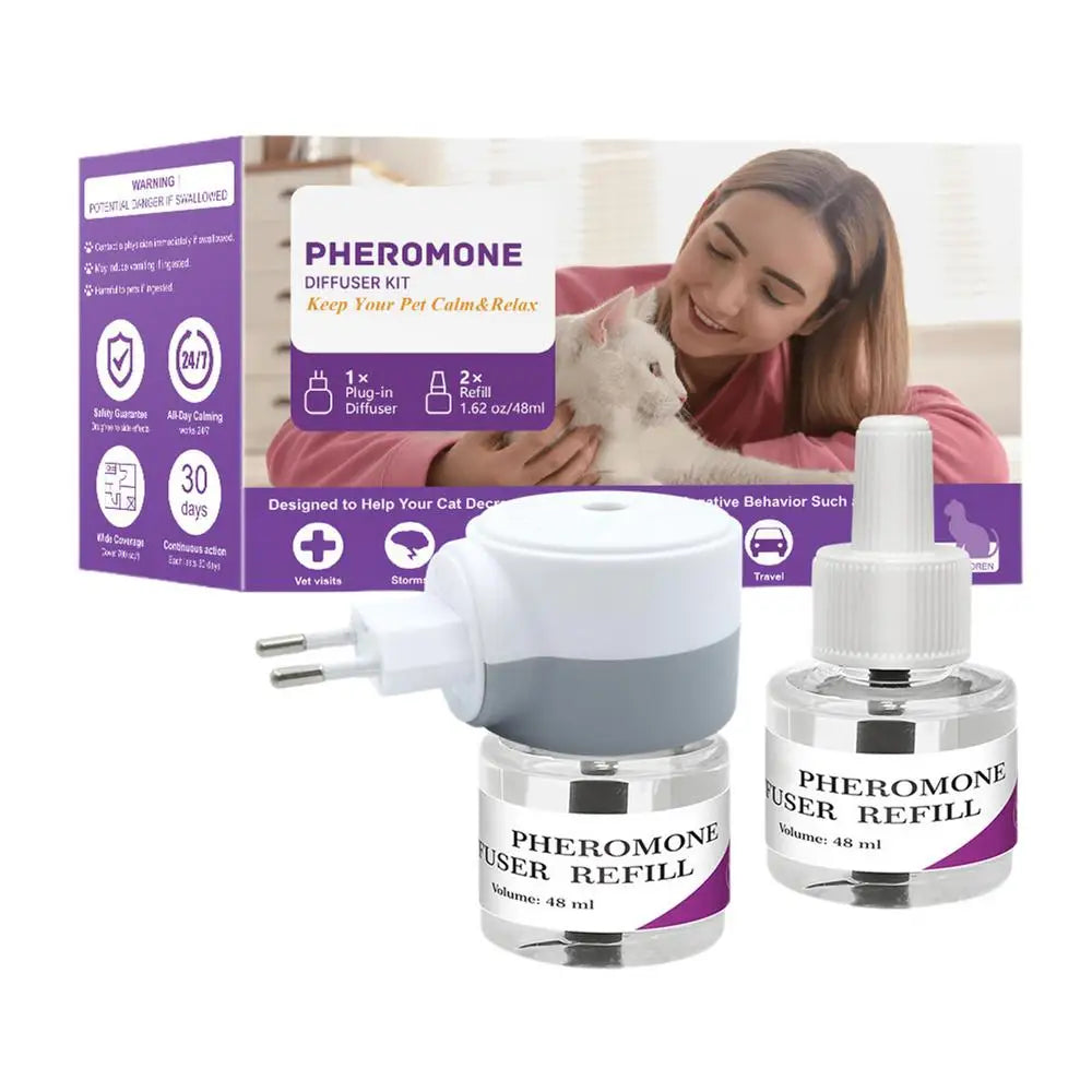 Long-Lasting Cat Pheromone Diffuser Pheromone Diffuser to Calm Pets Quiet Comfort Supplies Stress Plug for Travel Kitten