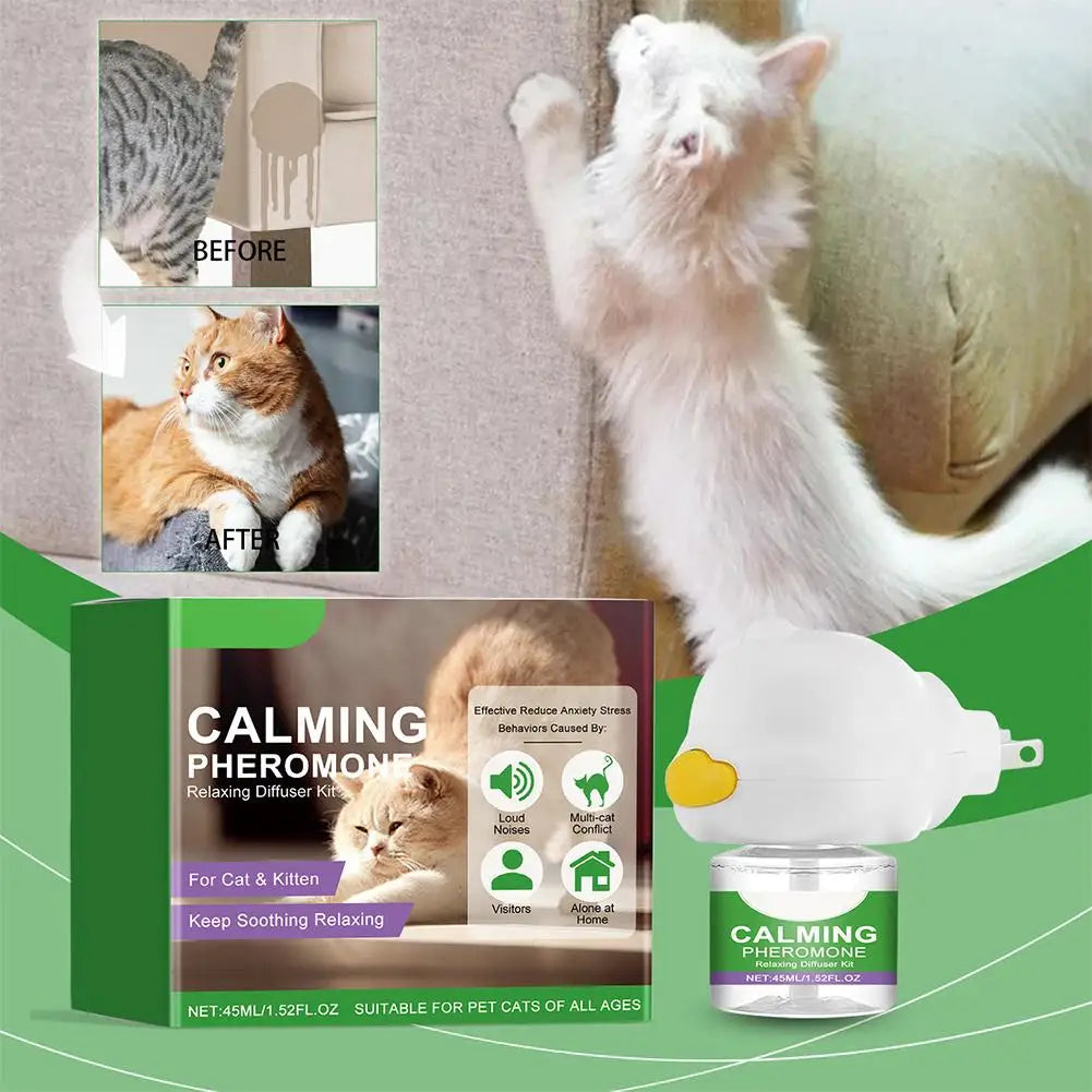 Gentle Cat Calming Diffuser with Heater Natural Extracts Reduce Anxiety Quiet Comfort Easy Use Home Pet Care Safe Design