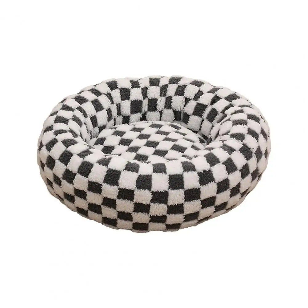 Round Dog Bed with Raised Edges Plush Round Donut Cat Nest with Anti-slip Bottom Cozy Pet Bed for Small Dogs for Warmth for Cats
