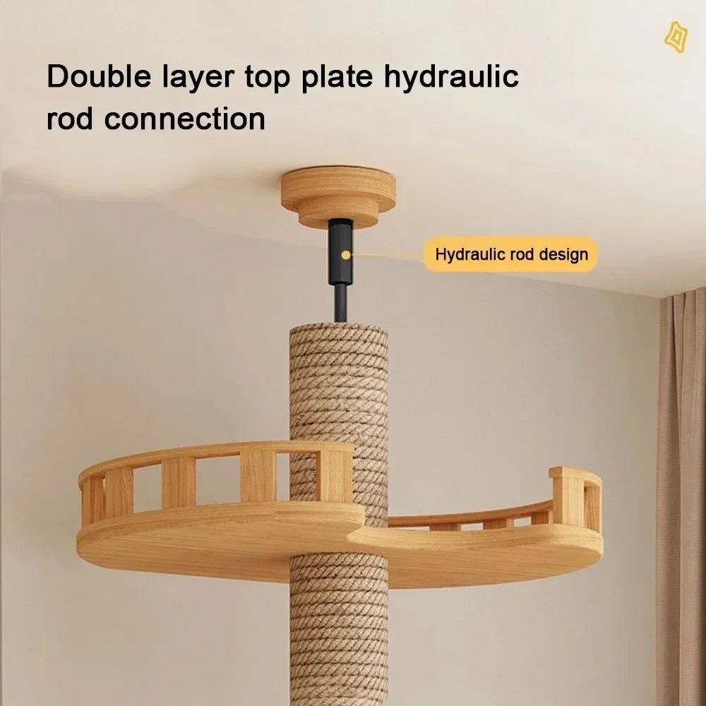 1pc Cat Tree House Cat Tower large Multi-Level Floor To Ceiling Adjustable Climbing Toy Tree House Wooden Cat Toys Pet Products