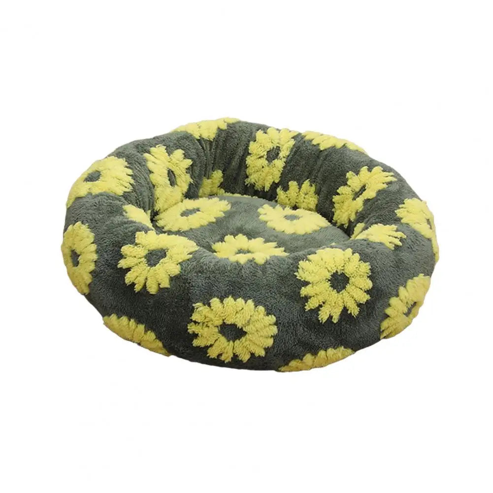 Round Dog Bed with Raised Edges Plush Round Donut Cat Nest with Anti-slip Bottom Cozy Pet Bed for Small Dogs for Warmth for Cats