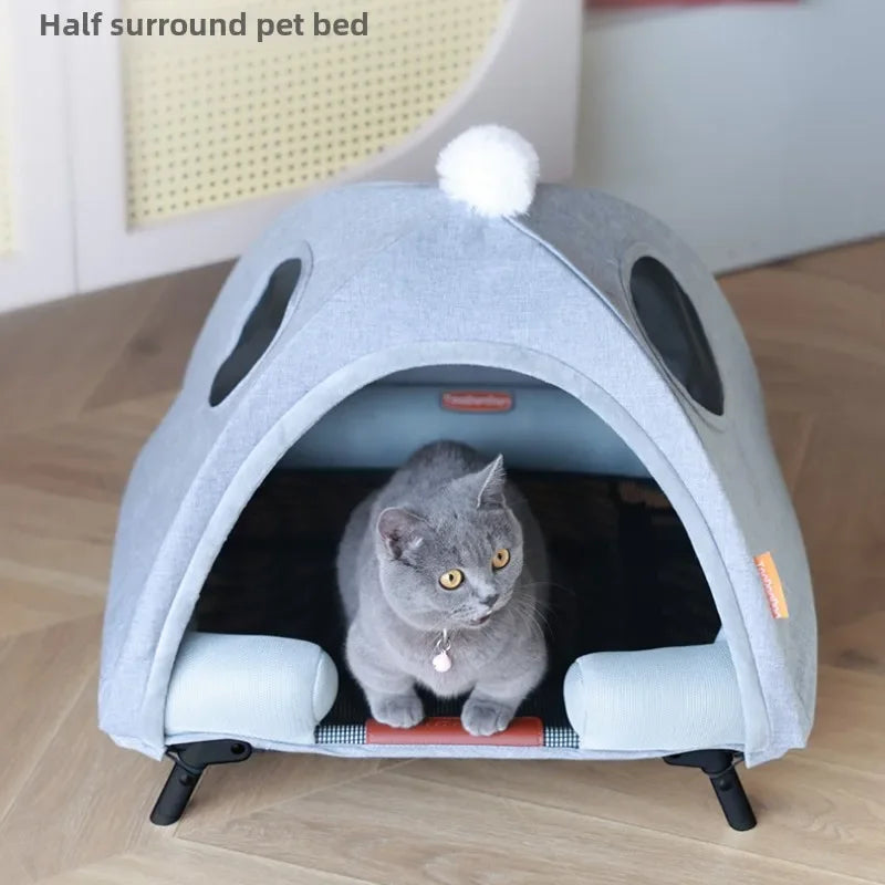 Pet Tent Folding Bed House with Cushion Outdoor Indoor Folding Moisture-proof Cats and Dogs Nest Portable Removable Cat Bed