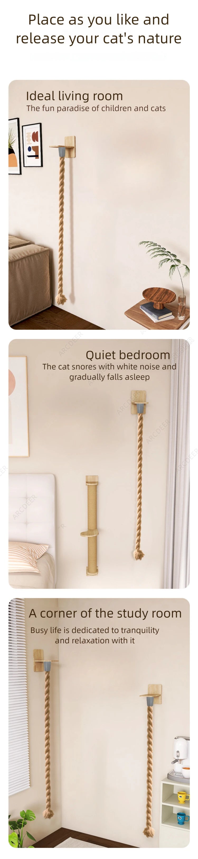 Cat Climbing Rope Cat Climbing  High Altitude Rope Large Cat Rope Tree Wall Climbing Tower Toy Indoor Cat Pillar Pet Toys