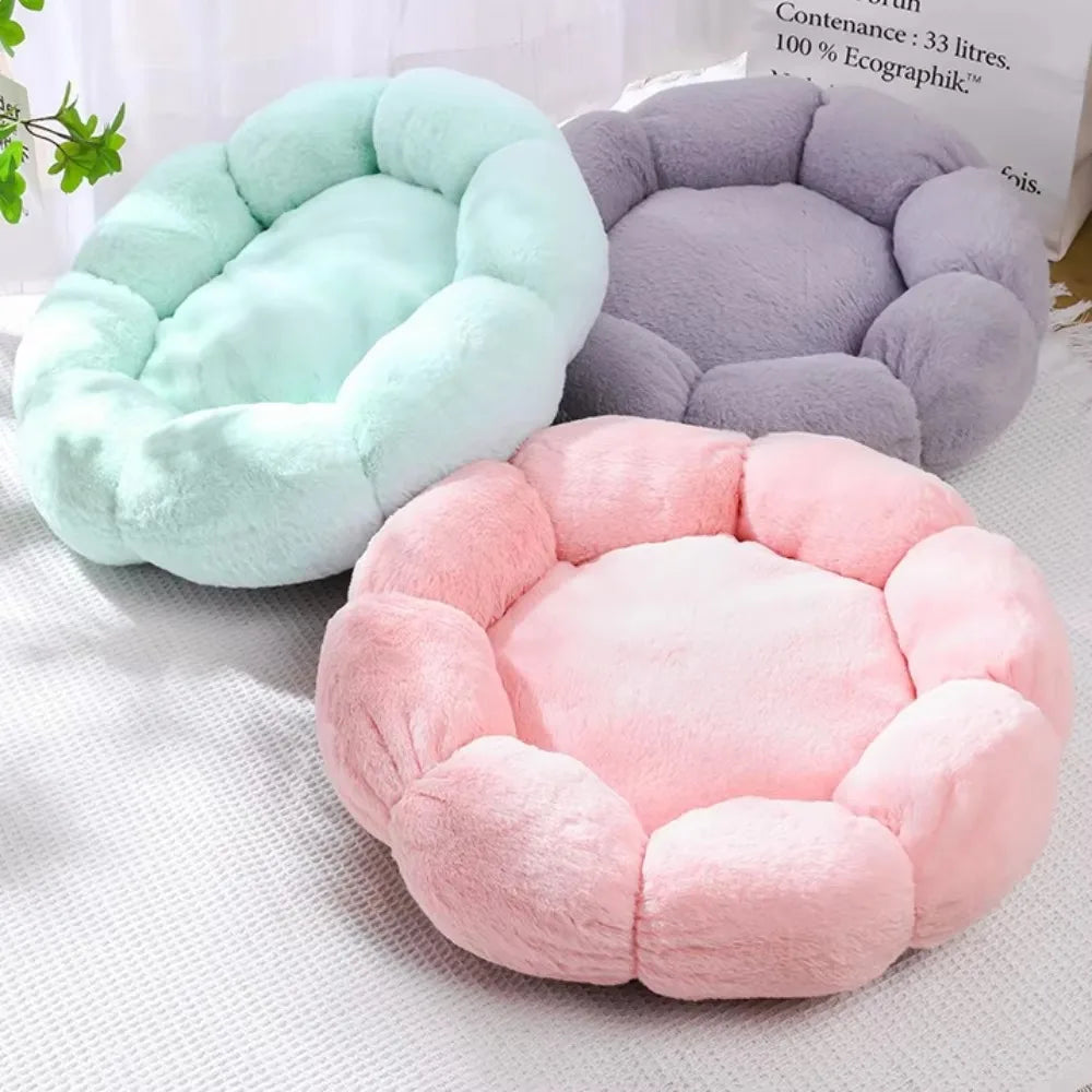 50CM Round Pet Bed Animal Sleep Sofa Plush Dog Basket Super Soft Cat Bed Round Cushion Flower Shape Large Dog Bed for Cats