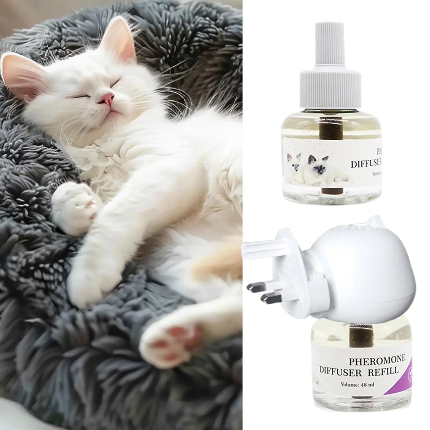 Long-Lasting Cat Pheromone Diffuser Pheromone Diffuser to Calm Pets Quiet Comfort Supplies Stress Plug for Travel Kitten