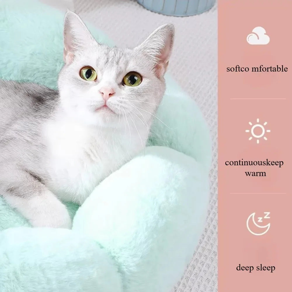 50CM Round Pet Bed Animal Sleep Sofa Plush Dog Basket Super Soft Cat Bed Round Cushion Flower Shape Large Dog Bed for Cats