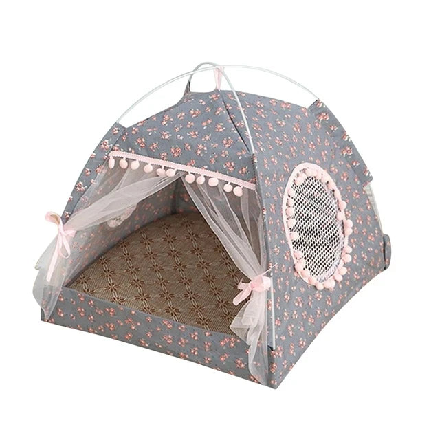 Cat Broken Flower Tent Semi Enclosed Internet Celebrity Tent Nest Universal For All Seasons Pet Supplies Summer Dog And Cat Nest