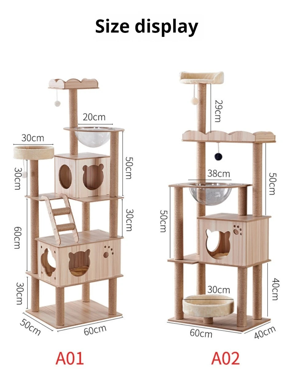 Multi-Layer Cat Climbing Frame Tower Wooden House Grinding Paws Cat Tree Sisal Rope With Scratching Board For Pet Furniture