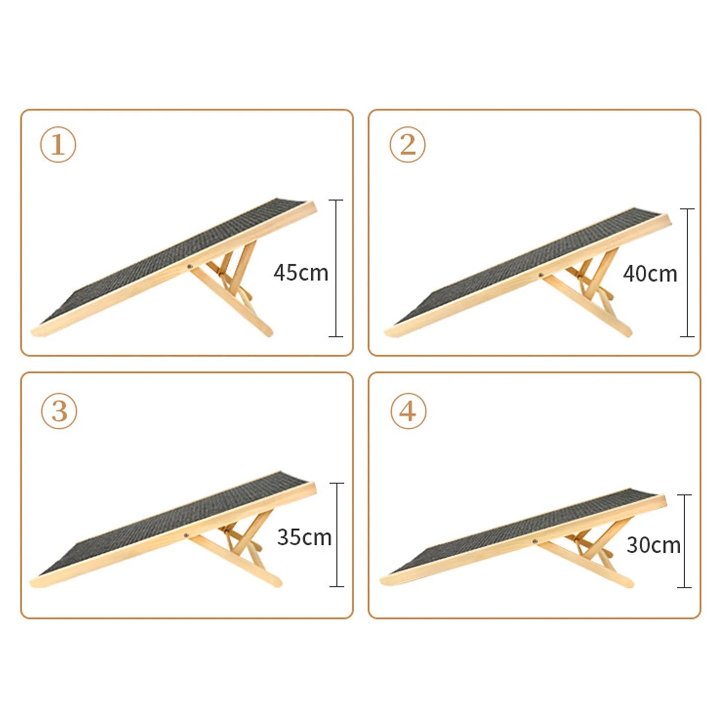 Pet Cat Ladder Wood Dog Ramp Height Adjustable Slip Resistance Foldable Pet Climbing Ladder for Sofa Bed Car Pet Climbing Ladder