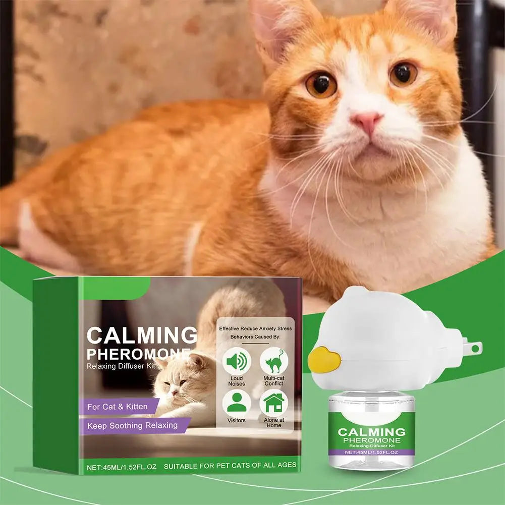 Gentle Cat Calming Diffuser with Heater Natural Extracts Reduce Anxiety Quiet Comfort Easy Use Home Pet Care Safe Design