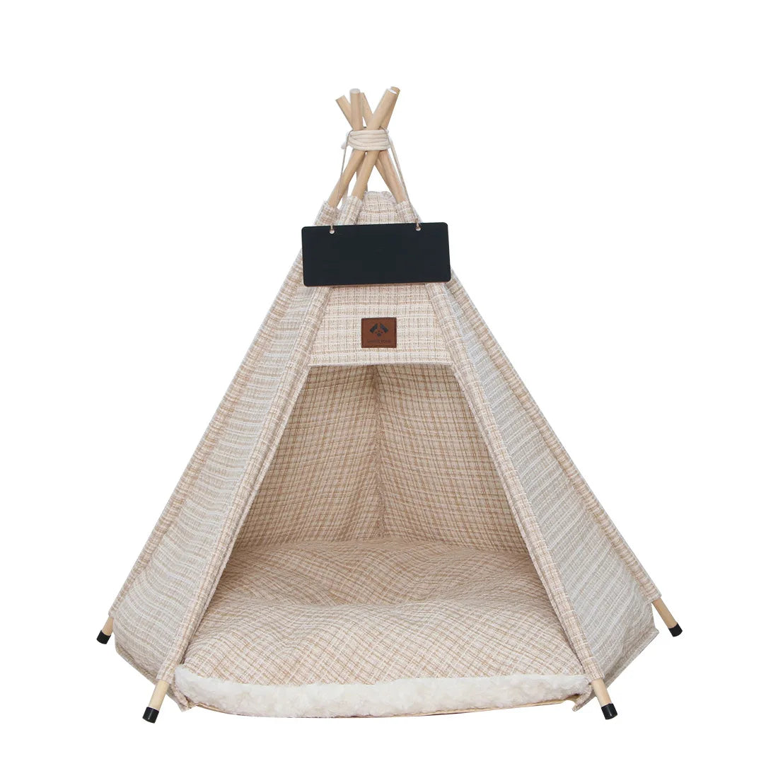 Portable Dog Teepee Tent Indoor,Dog Tent Bed with Thick Cushion,Washable Cat Teepee Tent, Warm Soft ,Indoor Canvas Pet Supplies