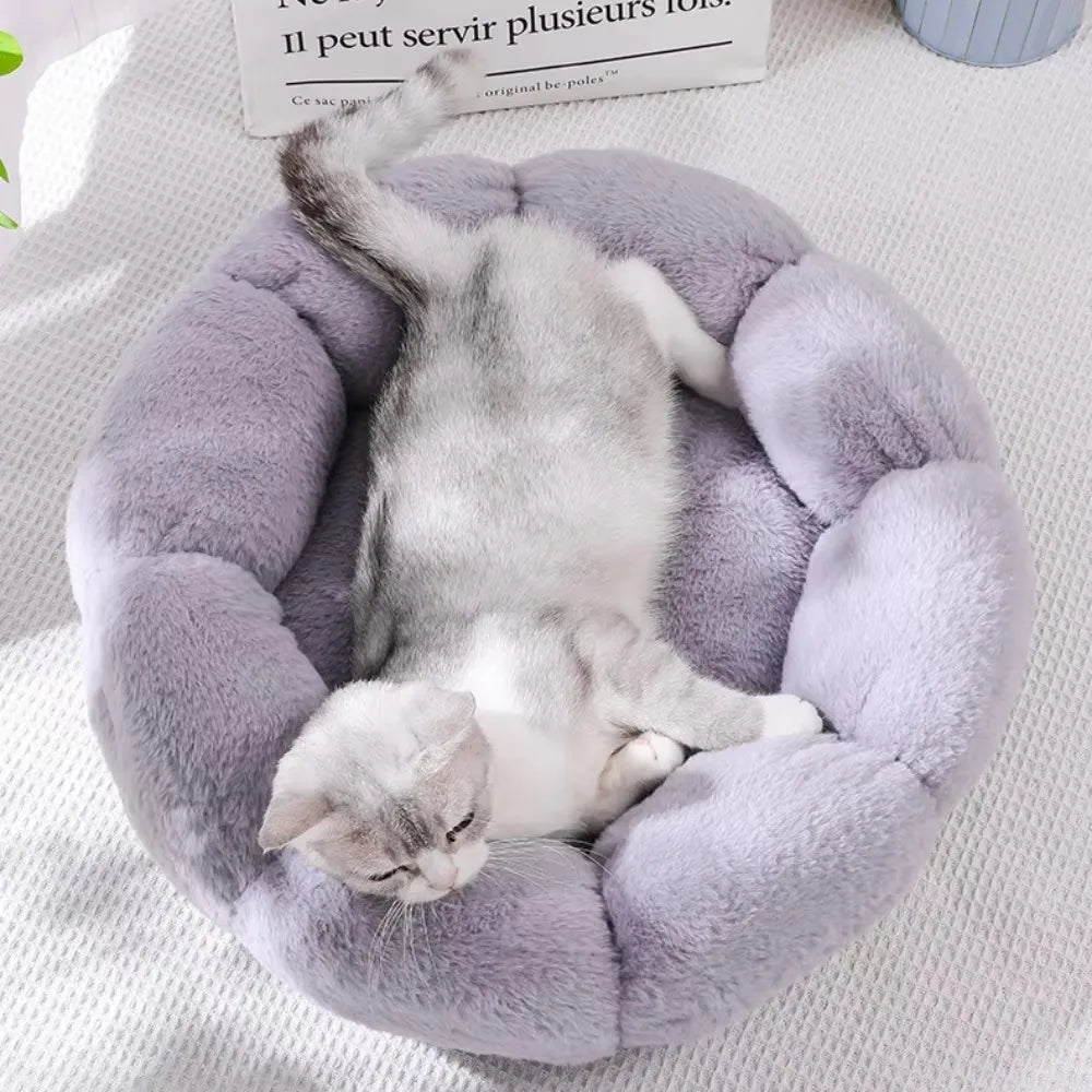 50CM Round Pet Bed Animal Sleep Sofa Plush Dog Basket Super Soft Cat Bed Round Cushion Flower Shape Large Dog Bed for Cats