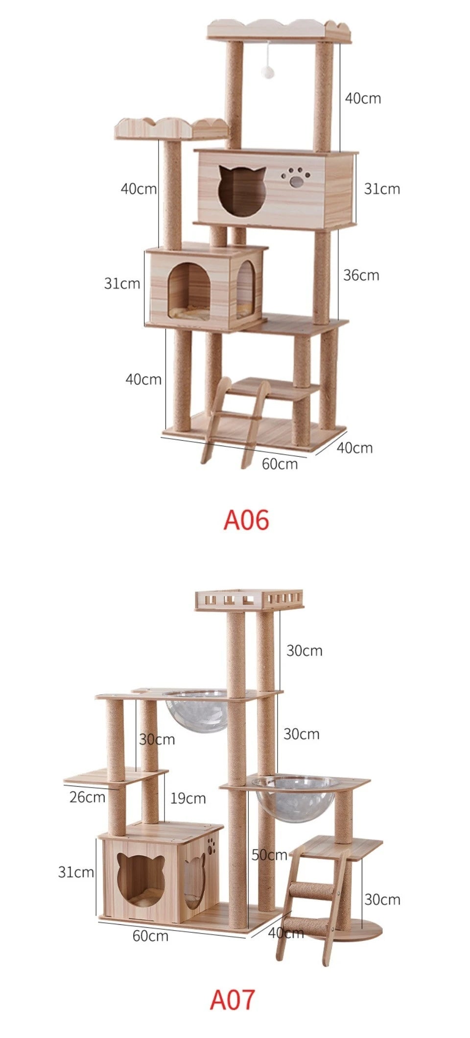 Multi-Layer Cat Climbing Frame Tower Wooden House Grinding Paws Cat Tree Sisal Rope With Scratching Board For Pet Furniture
