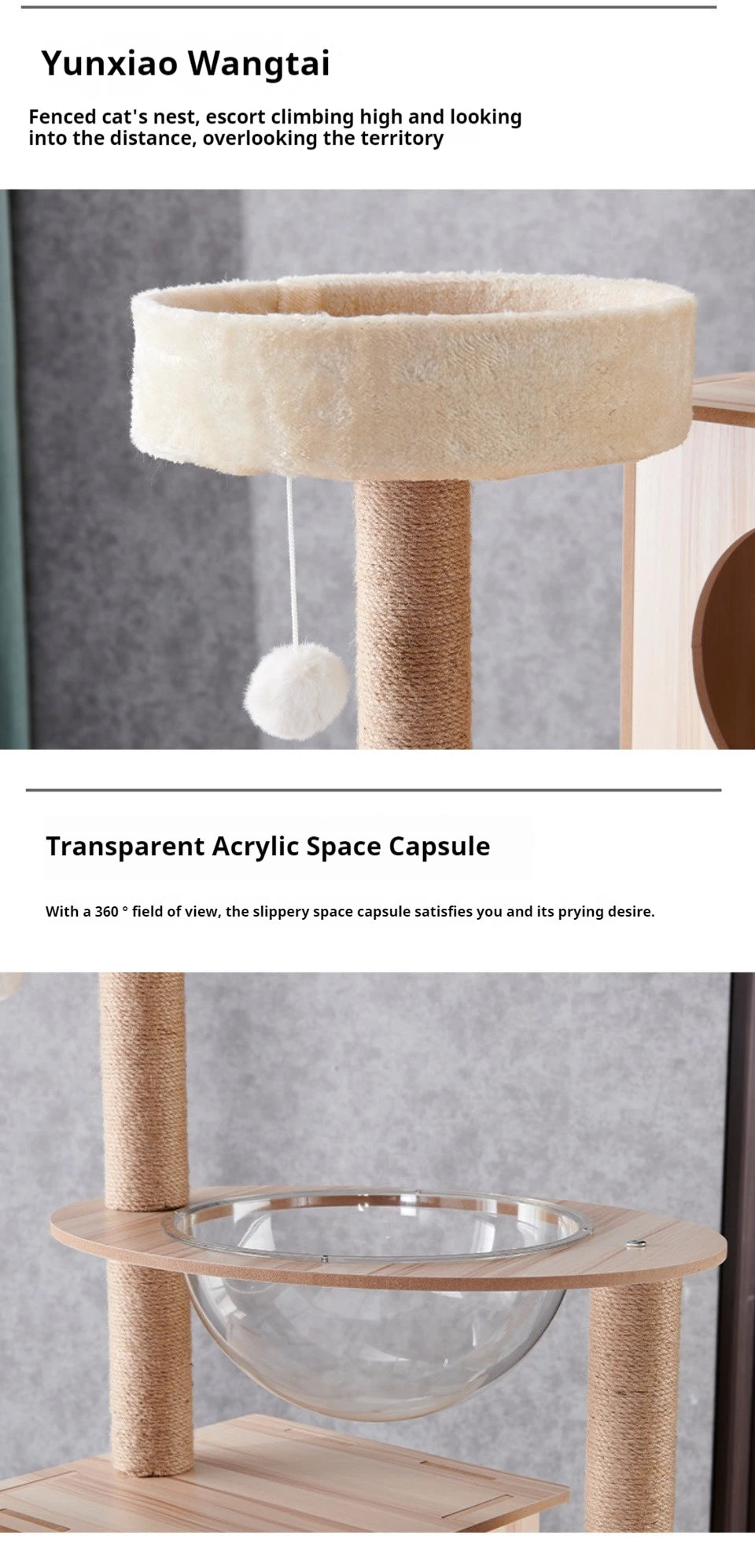 Multi-Layer Cat Climbing Frame Tower Wooden House Grinding Paws Cat Tree Sisal Rope With Scratching Board For Pet Furniture