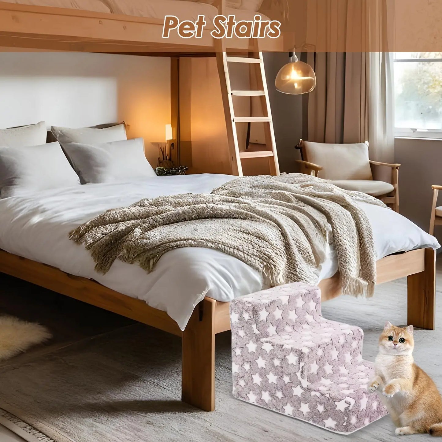 Pet Stairs Dog Stairs Removable Washable Dog Climbing Ladder Sofa Bed Climbing Ladder For Cats Dogs Pets Furniture Pet Dogs Ramp