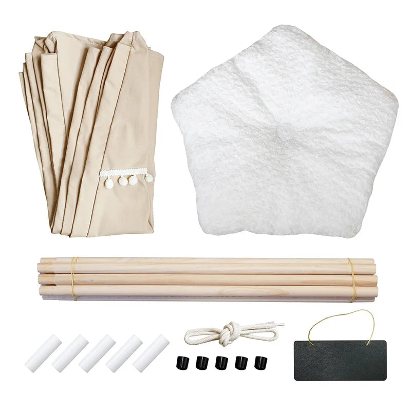 Portable Dog Teepee Tent Indoor,Dog Tent Bed with Thick Cushion,Washable Cat Teepee Tent, Warm Soft ,Indoor Canvas Pet Supplies