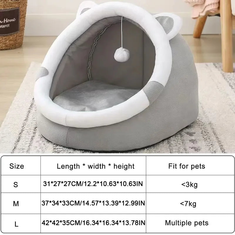 Pet Tent Cave Bed for Cats Small Dogs Self-Warming Cat Tent Bed Cat Hut Comfortable Pet Sleeping Bed Foldable Removable Washable