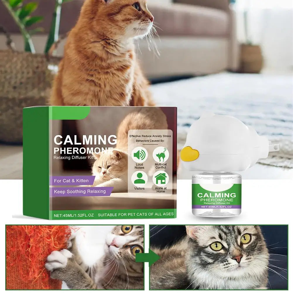 Gentle Cat Calming Diffuser with Heater Natural Extracts Reduce Anxiety Quiet Comfort Easy Use Home Pet Care Safe Design