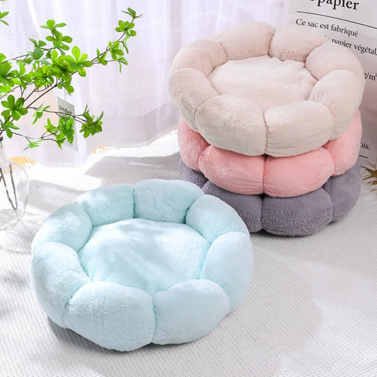 50CM Round Pet Bed Animal Sleep Sofa Plush Dog Basket Super Soft Cat Bed Round Cushion Flower Shape Large Dog Bed for Cats